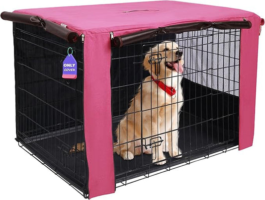 HiCaptain Dog Crate Cover for 36 Inches Wire Crate, Heavy-Duty Breathable Pet Kennel Covers Fit for 1 2 Doors Standard Wire Crate (Pink 36 inches)
