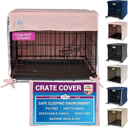 Pet Dreams Dog Crate Cover - Breathable Fabric Kennel Topper for Double-Door Crates, Fits iCrate Dog Cages 18, 24, 30, 36, 42, 48 Inches (Pink, X Small, 18")