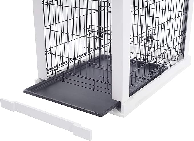 zoovilla White Dog Cage with Crate Cover, Dog Kennel White Large