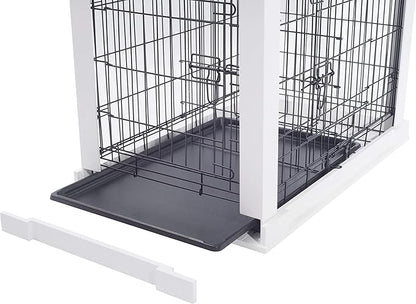 zoovilla White Dog Cage with Crate Cover, Dog Kennel White Large