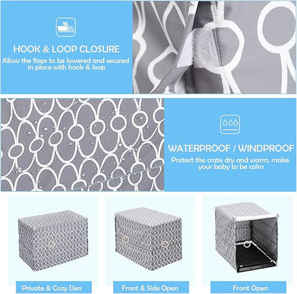 Dog Crate Cover for Wire Crates, Heavy Nylon Waterproof, Fits Most 25" inch Dog Crates, Easy to Put On, Take Off, and Adjust - Cover only - S