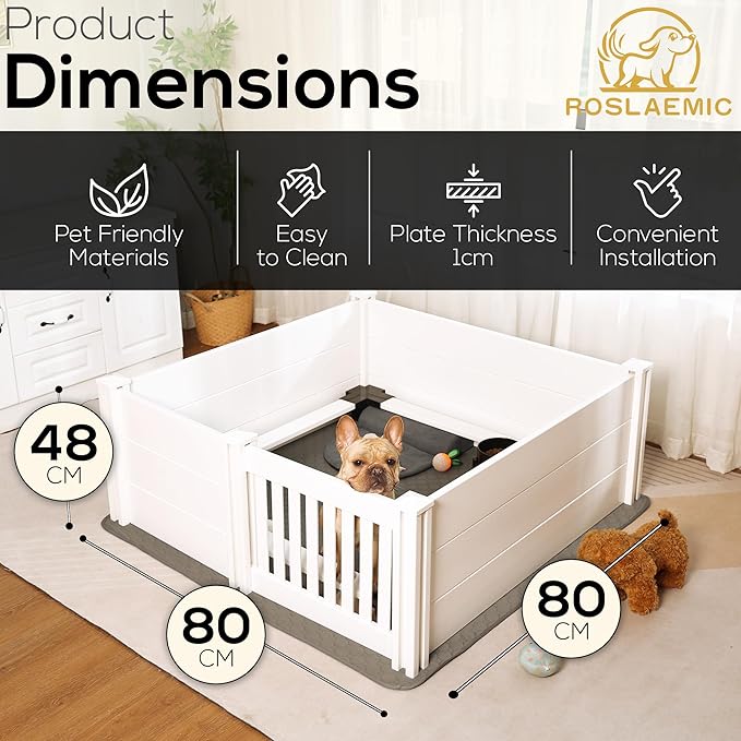 Whelping Box for Dogs and Puppies with Rails, Puppy Whelping Supplies, Suitable for Small Dogs, White