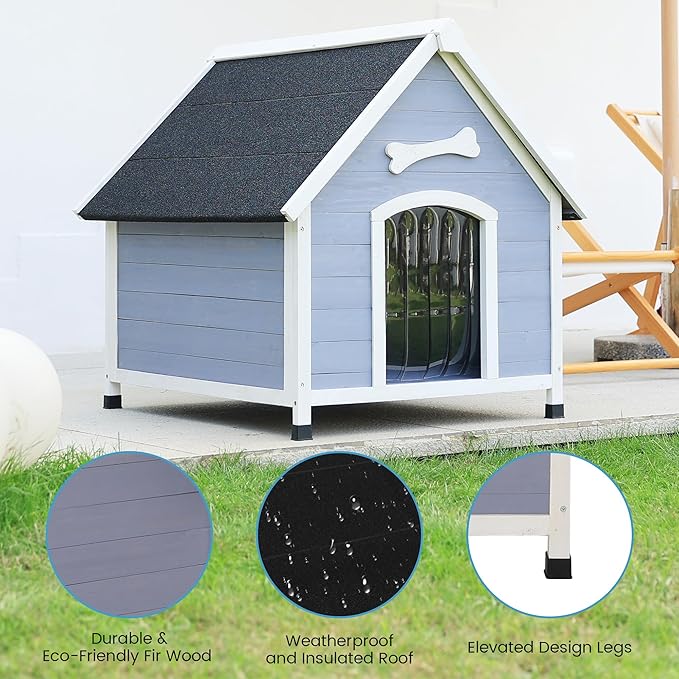 Solid Wood Dog House Comfortable Outdoor Shelter for Medium-Sized and Smaller Dog Sturdy, Durable and Easy to Clean,Can DIY,33.5’’D×30.7’’W×32.3’’H