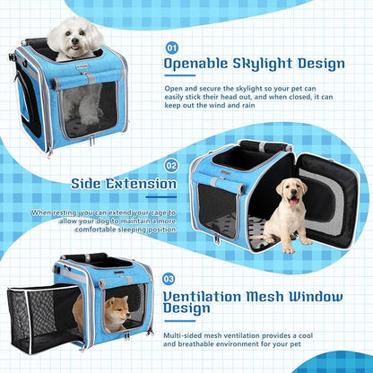 Dog Bike Basket, Foldable Pet Carrier, Adjustable Shoulder Strap Backpack, Portable Breathable Basket Bag for Dogs and Cats