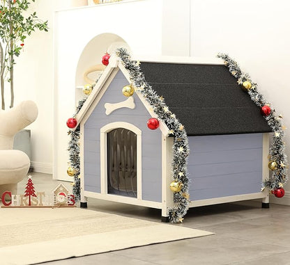 Solid Wood Dog House Comfortable Outdoor Shelter for Medium-Sized and Smaller Dog Sturdy, Durable and Easy to Clean,Can DIY,33.5’’D×30.7’’W×32.3’’H