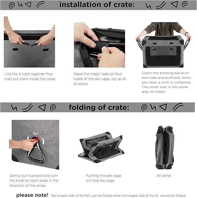 Collapsible Dog Crate - 32 Inch Portable Foldable Travel Crates for Medium Dogs with Detachable Storage Bag, Removable Pad, and Mesh Windows for Outdoor & Indoor (Black)