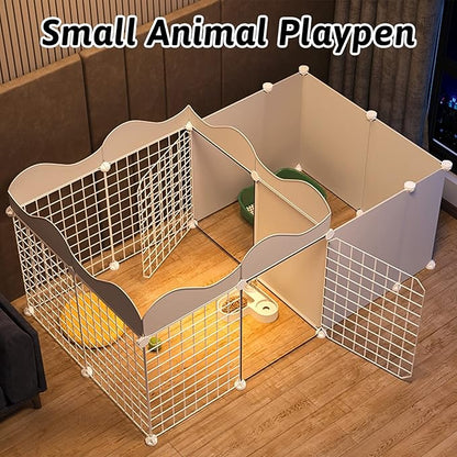 Fhiny Small Animal Playpen, Portable Rabbit Fence Indoor Metal Wire Yard Fence Guinea Pig Cage Playpen Metal Enclosure for Rabbit Guinea Pig Chinchilla Hamster Puppy Kitten with 12 Panels (Black)