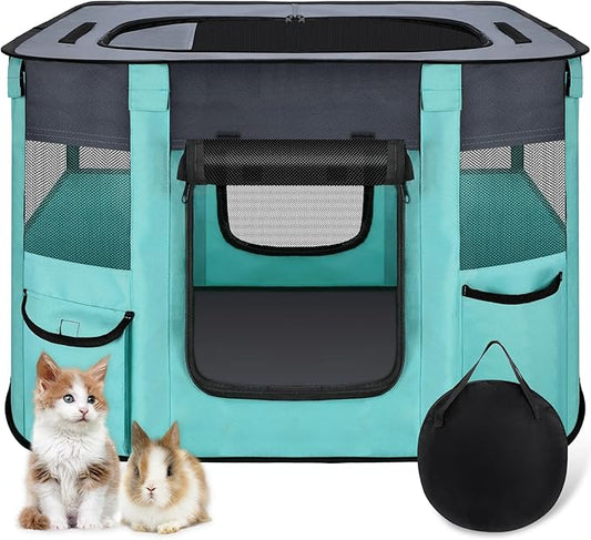 Portable Pet Playpen-Foldable Dog Cat Playpen Indoor, Exercise Pens for Puppy, Collapsible Dog Crate, Cat Tent for Outdoor Travel Camping Use with Free Carrying Case (B-Small (27.6 * 21.7 * 15.7))