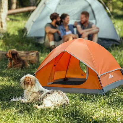 Outdoor Waterproof Pet Camping Tent, Cave Bed for Indoor Cats and Small Dogs, Portable Cat House Dog House, 21.6x21.6x14.9'', Orange, S.