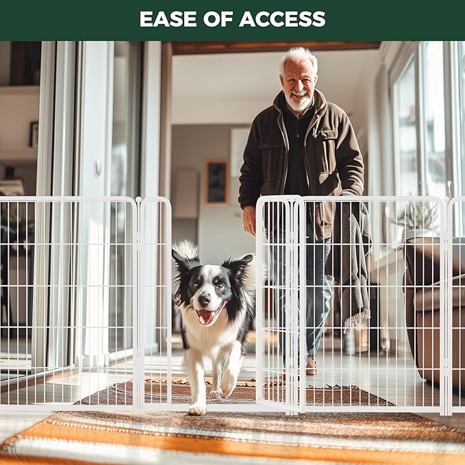 FXW Homeplus Dog Playpen for Indoor Use - Stress-Free and Safe Play, Heavy Duty 40 Inch 8 Panels Dog Pen for Medium and Large Dogs, White│Patented