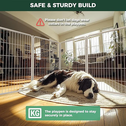 FXW Homeplus Dog Playpen for Indoor Use - Stress-Free and Safe Play, Heavy Duty 40 Inch 12 Panels Dog Pen for Medium and Large Dogs, White│Patented