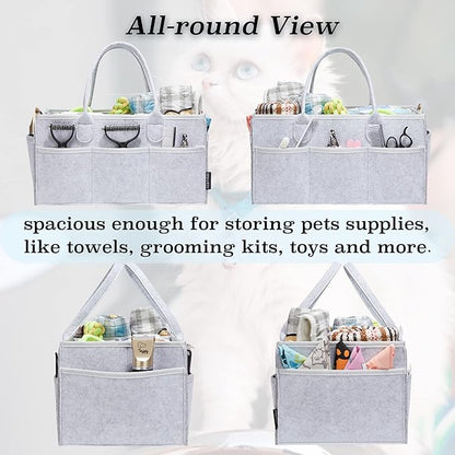 Pet Grooming Tote Bag, Dog Grooming Supplies Organizer Bag, Dog Grooming Bag for Travel Outdoor(Bag ONLY) (Sliver Grey)
