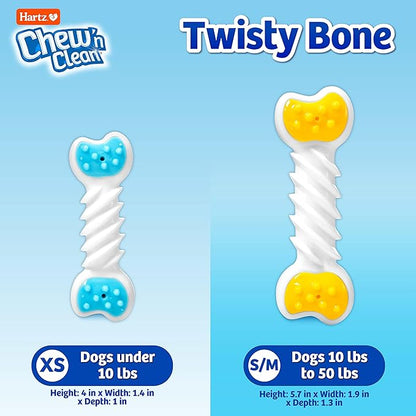 Hartz Chew ‘n Clean Twisty Bone Dog Chew Toy, Bacon Scented Chew Toy for Moderate Chewers, Small/Medium, Color Varies