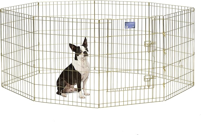 MidWest Homes for Pets Dog Exercise Pen & Playpen, 24" W x 30" W, No Door, Gold Zinc