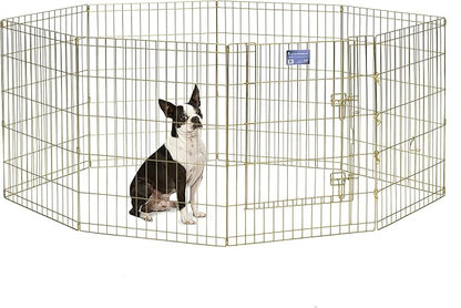 MidWest Homes for Pets Dog Exercise Pen & Playpen, 24" W x 30" W, No Door, Gold Zinc
