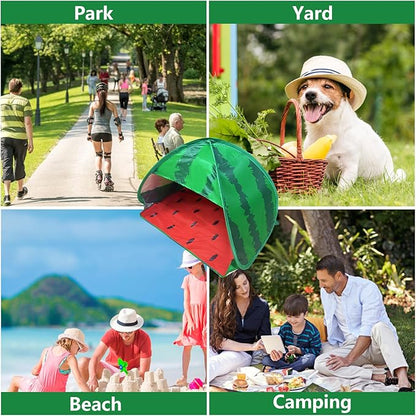 Dog Beach Tent Sun Shelter, 1 Pack Watermelon Portable Sun Shelter Automatic Pop-up Beach Tent Mini Dog Cat Tent Pet Protection for Indoor and Outdoor, M