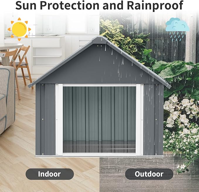 34 X 38 X 35 Inches Dog House, Indoor Outdoor Doghouse for Medium Large Dogs, Weatherproof Puppy Shelter Sturdy and Long-Lasting Dog Houses