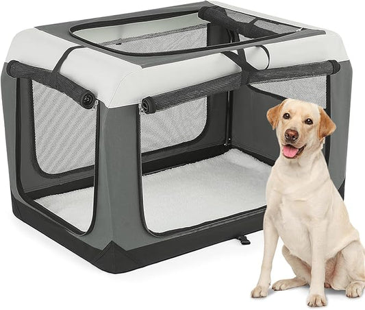 MoNiBloom 36 Inch Dog Crate for Large Medium Dogs, 3-Door Collapsible Dog Crate Foldable Pet Kennel w/Durable Mesh Windows for Indoor Outdoor Used