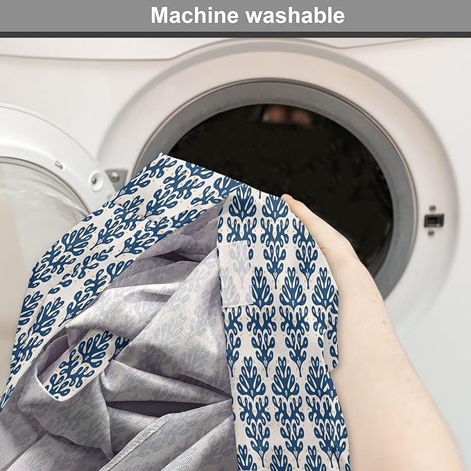 Lunarable Contemporary Blue Dog Crate Cover, Abstract Coral Inspired Motifs with Dots Around, Easy to Use Pet Kennel Cover for Medium Large Dogs, 48 Inch, Pale Eggshell Night Blue