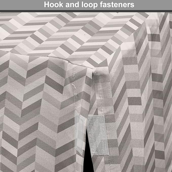 Lunarable Chevron Dog Crate Cover, Monochrome Stripes 3 Dimensional Pattern Geometric Chevron Design Abstract, Easy to Use Pet Kennel Cover for Medium Large Dogs, 42 Inch, Taupe and Grey