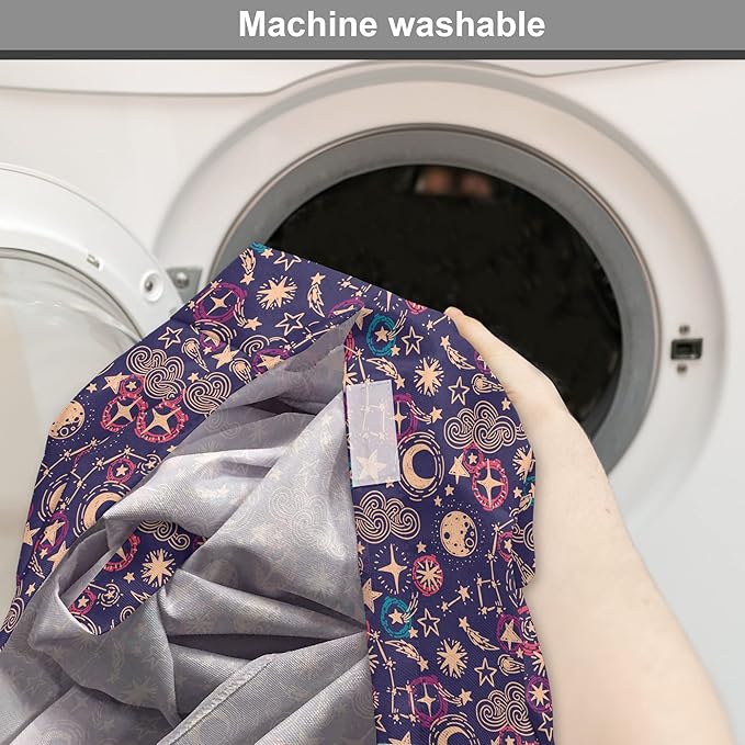 Lunarable Hipster Dog Crate Cover, Hand Drawn Starry Scene of Constellation Crescent Space-Themed Layout, Easy to Use Pet Kennel Cover for Medium Large Dogs, 42 Inch, Navy Blue and Multicolor