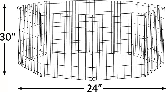 New World Dog Exercise Pen & Playpen, 24" W x 30" H, No Door, Black