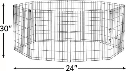 New World Dog Exercise Pen & Playpen, 24" W x 30" H, No Door, Black