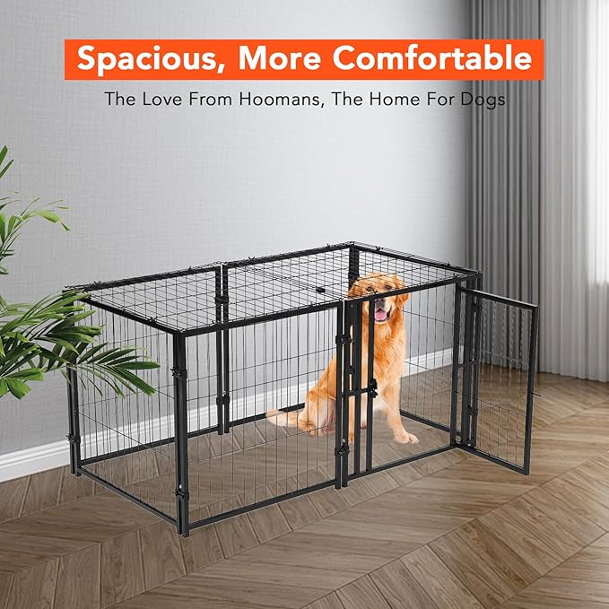 Large Dog Crate,48" L x 24" H,Metal Dog Crate, Dog Kennel, Dog Kennel for Small Medium Large Dogs, Puppy Dog Playpen, Pet Cage, Pet Playpen, Indoor Outdoor-Black