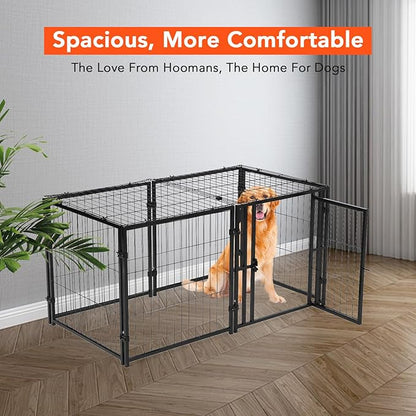 Large Dog Crate,48" L x 24" H,Metal Dog Crate, Dog Kennel, Dog Kennel for Small Medium Large Dogs, Puppy Dog Playpen, Pet Cage, Pet Playpen, Indoor Outdoor-Black