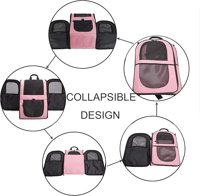 Apollo Walker Pet Carrier Backpack for Large/Small Cats and Dogs, Puppies, Safety Features and Cushion Back Support for Travel, Hiking, Outdoor Use (Pink)