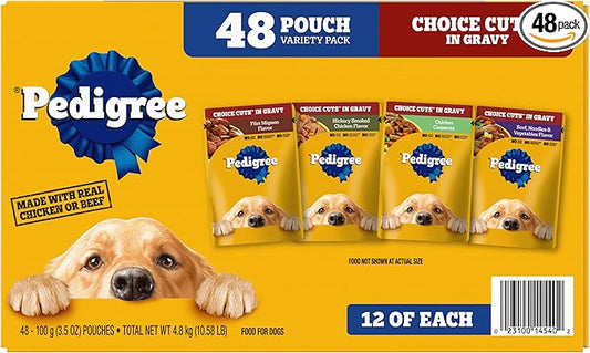 Pedigree Choice Cuts In Gravy Dog Food 48-Count Variety Pack, 3.5 oz Pouches