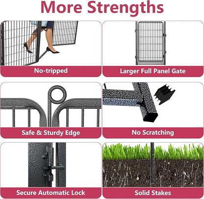 Dog Playpen with Extra Large Door Dog Fence Outdoor for Yard Indoor Dog Pen 40inch 38 Panels Dog Pens Outside Anti-Rust Pet Fence Portable Dog Fence for RV Camping Yard