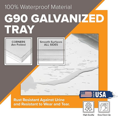 GZ 35x22.625x1 Frisco Metal Replacement Crate Tray for Heavy Duty Single and Double Door Dog Crate Chew Proof Crack Proof Multipurpose Tray (Galvanized, 35" L X 22.625" W X 1")