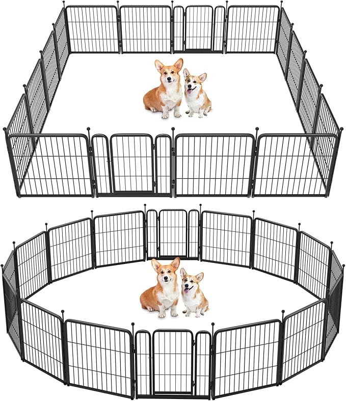 FXW Rollick Dog Playpen for Yard, RV Camping, 24 inch 16 Panels for Puppy and Small Dogs│Patented