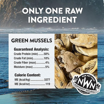 Northwest Naturals Raw Rewards Freeze-Dried Green Lipped Mussel Treats for Dogs and Cats - Bite-Sized Pieces - Healthy, 1 Ingredient, Human Grade, Natural - 2 Oz (Pack of 3)