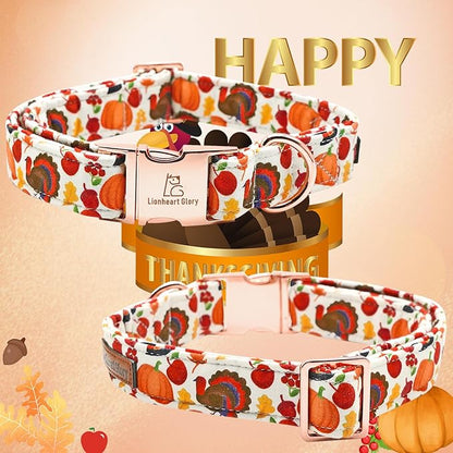Lionheart glory Turkey Dog Collar Thanksgiving Dog Collar Girl or Boy Dogs Collar Pet Gift Holiday Dog Collar for Medium Dog