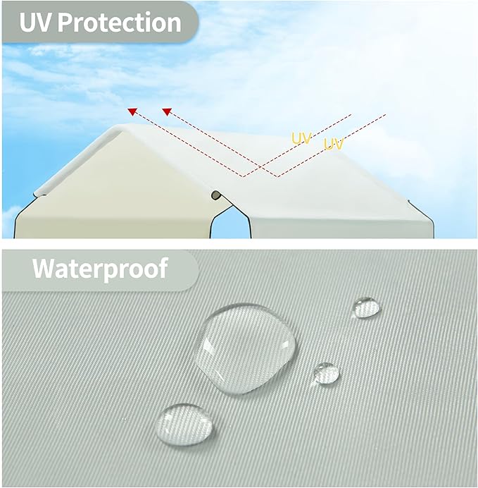 Outdoor Dog Sun Canopy Replacement Grey Tent Tarpaulin 4'x4'x3', Not Included Metal Frame, Only Canopy Cover Roof