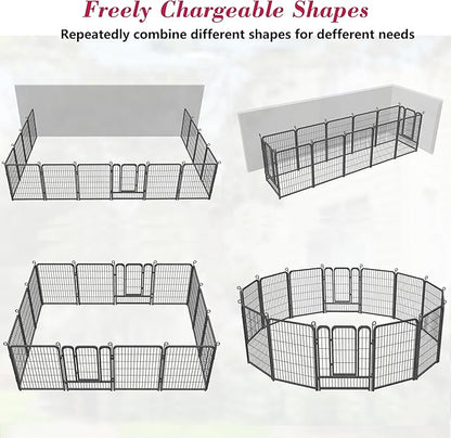 Dog Playpen, 40 inch Height 24 Panels Heavy Duty Dog Fence Pet Playpen with Door, Anti-Rust Dog Exercise Pen with Lock, Portable Pet Fence Outdoor for Yard RV Camping