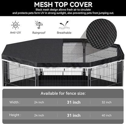 PJYuCien Dog Playpen Top Cover - Fits Most 8 Panels 32 Inch Width Metal Dog Fence Octagonal Dog Play Pen (Note: Only PlayPen Top Cover, NO PLAYPEN!)