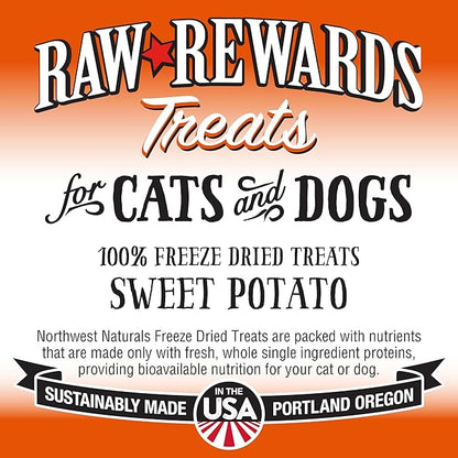 Northwest Naturals Raw Rewards Freeze-Dried Sweet Potato Treats for Dogs and Cats - Bite-Sized Pieces - Healthy, 1 Ingredient, Human Grade Pet Food, All Natural - 2 Oz (Pack of 3)