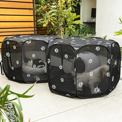 2-in-1 Cat Playpen, 58''Pop Up Dog Pet Playpen for Indoor Outdoor Cats Enclosed, Portable Pet Playpen, Kitten Puppy Foldable Play Pen Cat Dog Tent Crate Cage Kennel(No Divider, Unified Space)