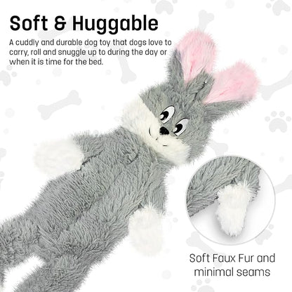 FGA MARKETPLACE Grey Rabbit Dog Toy Flat NO Stuffing NO Squeak, Funny Style Will Entertain Your Dog for Hours, Recommended for Small and Medium Dog 21 INCH Long
