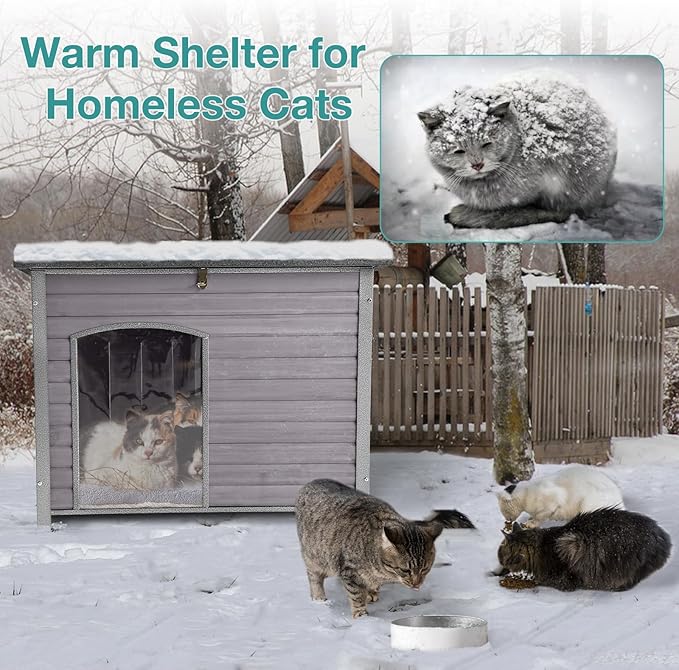 Indoor Outdoor Dog House,Anti-Chewing Iron Frame Dog Kennel,Wood Warm Pets Home,Weatherproof Outside Shelter