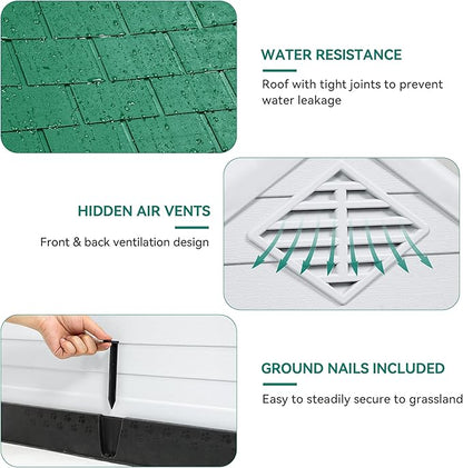 YITAHOME 41'' Large Plastic Dog House Outdoor Indoor Doghouse Puppy Shelter Water Resistant Easy Assembly Sturdy Dog Kennel with Air Vents and Elevated Floor (41''L*38''W*39''H, Green)