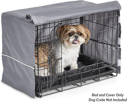 New World Dog Crate Comfort Kit by, Matching Dog Crate Cover & Dog Bed to Make Your Dogs Crate Their Home, Compatible with MidWest Homes for Pets & New World Dog Crates, Fits 22-Inch Dog Crate, Gray