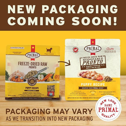 Primal Puppy Dog Food, Freeze Dried Dog Food, Pronto; Scoop & Serve, Complete & Balanced Meal; Also Use As Topper or Treat; Premium, Healthy, Grain Free, High Protein Raw Dog Food (25 oz, 2-Pack)