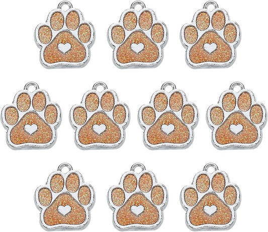 MECCANIXITY Cat Dog Paw Charm Footprint Paw Print Charm Alloy Enamel Pendants for DIY Jewelry Making, Earrings Necklaces Bracelets, Crafts