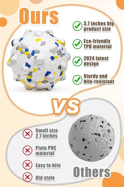 Dog Balls for Aggressive Chewers,Indestructible Tennis Balls for Dogs, Durable Bouncy Dog Toy Balls, Interactive Dog Toys for Fetch Game, Lightweight Floating Balls (White Small)