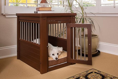 New Age Pet ECOFLEX Dog Crate End Table - Furniture-Style Pet Crate for Crate Trained Dogs - Stainless Steel Tubing & a Latched Closure - 10 Year Manufacturer's Warranty, Small