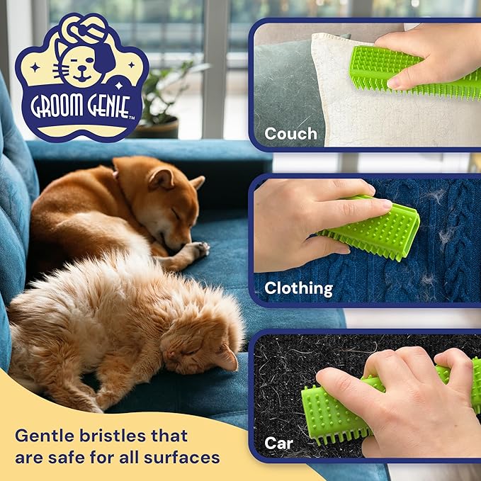 Magic Pet Hair Block Brush (Field Green) | Ultimate Dog & Cat Hair Remover for Sofa, Furniture, Carpet, Bedding, and Clothing | Reusable, Durable, and Easy to Use